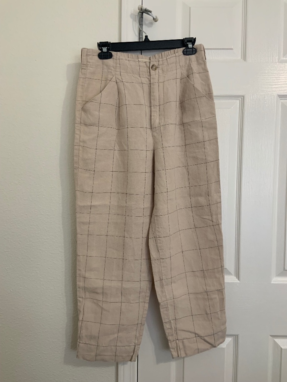 Madewell Plaid Linen-Blend Cropped Pants | Size 4